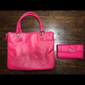 Pink purse and wallet